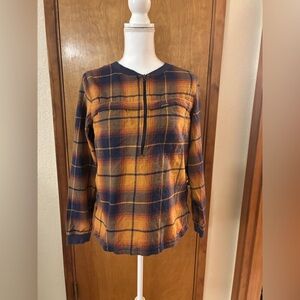 Columbia Multicolor Plaid Cotton Half Zip Shirt